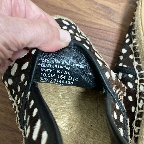Tory Burch Black & White Pony Hair Espadrilles/Black Leather Trim. Size 10.5 M. - Picture 8 of 8